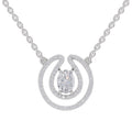 1.03 Ct Oval & Round Shape Halo Diamond Necklace | 14K White Gold