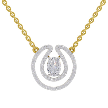 1.03 Ct Oval Halo Diamond Necklace in 14K