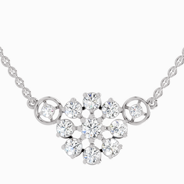 1.35 Carat Round Flower Pendant Necklace | 14K White Gold