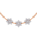 0.92 Ct Round Shape Floral Diamond Necklace | 14K Rose Gold