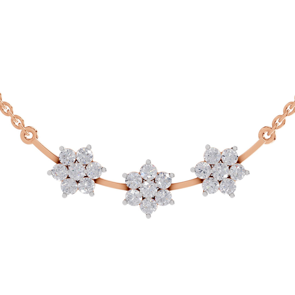 0.92 Ct Floral Diamond Necklace in 14K