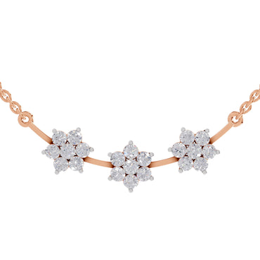 0.92 Ct Round Shape Floral Diamond Necklace | 14K Rose Gold