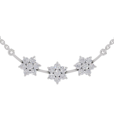 0.92 Ct Round Shape Floral Diamond Necklace | 14K White Gold