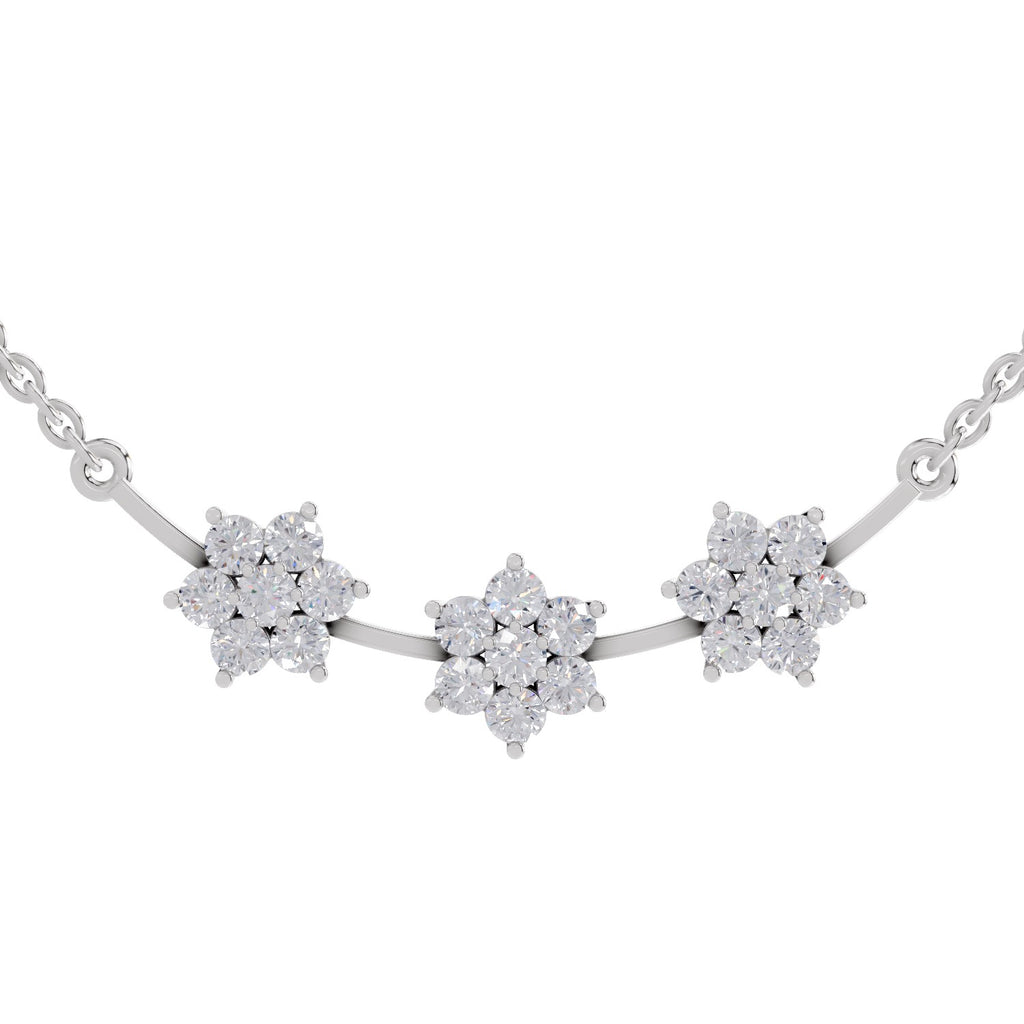 0.92 Ct Floral Diamond Necklace in 14K