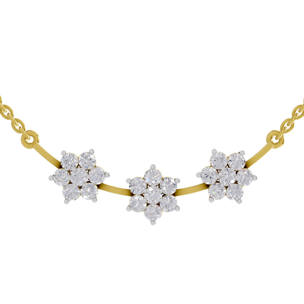 0.92 Ct Floral Diamond Necklace in 14K