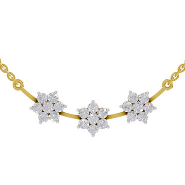 0.92 Ct Floral Diamond Necklace in 14K