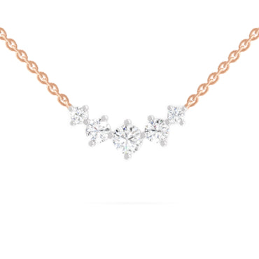1.31 Carat Round 5 Stone Necklace | 14K Rose Gold