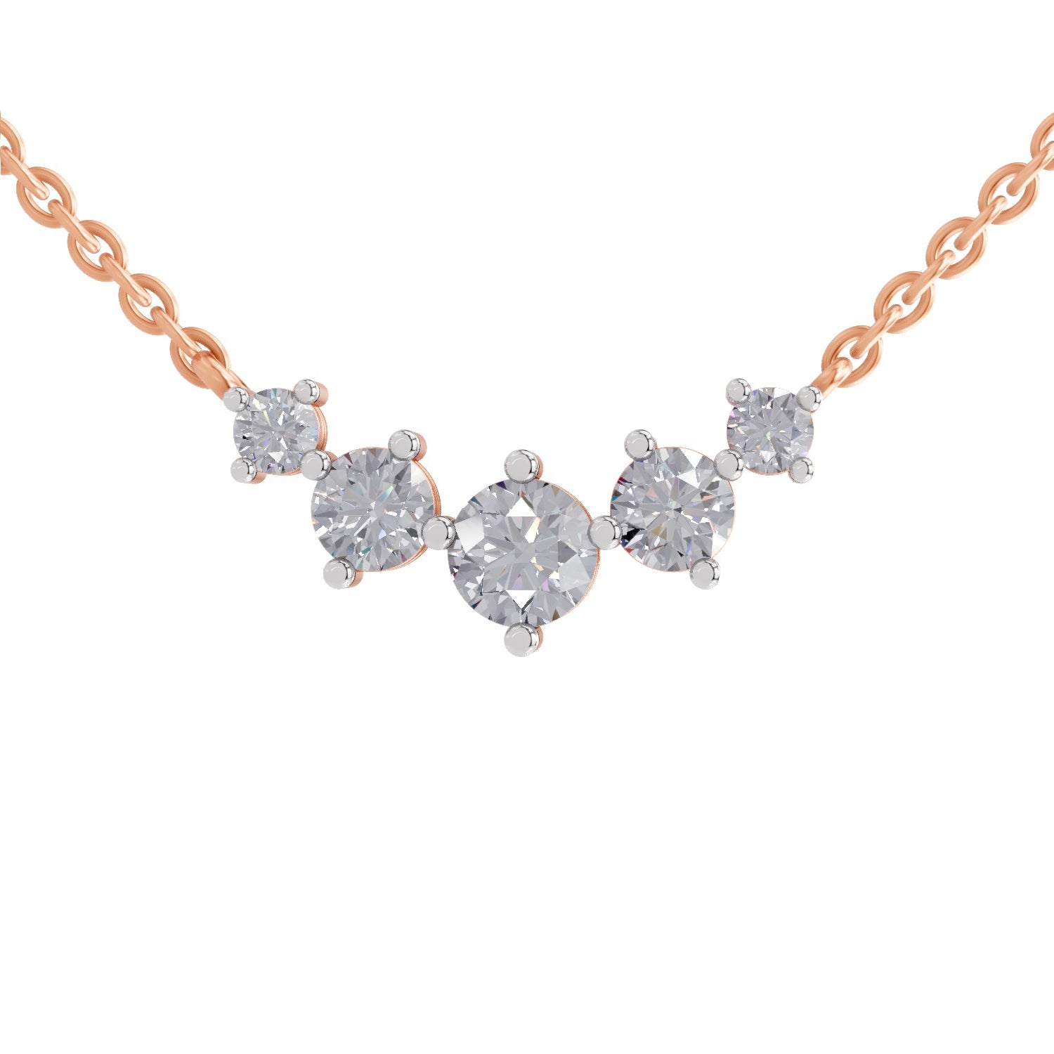 1.31 Carat 5 Stone Necklace in 14K