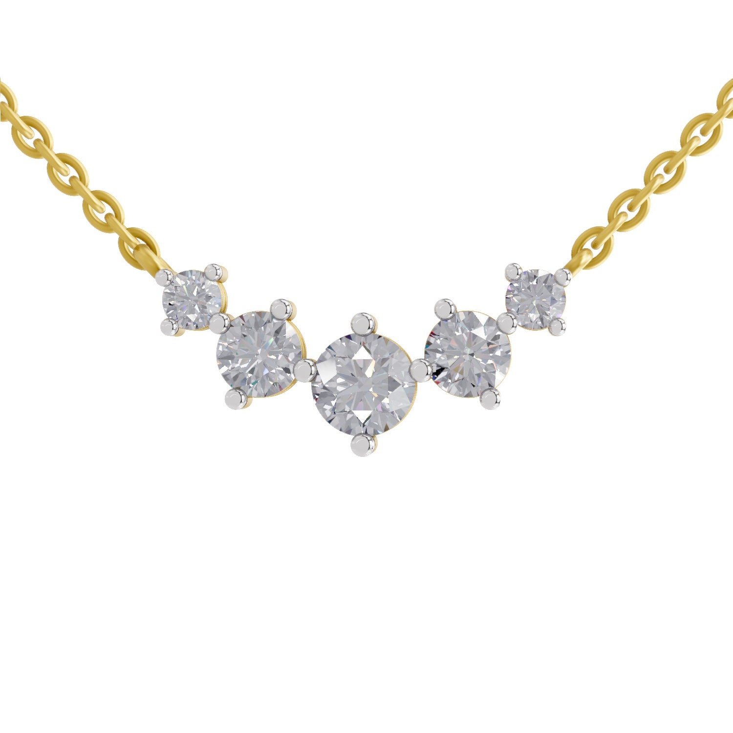 1.31 Carat 5 Stone Necklace in 14K