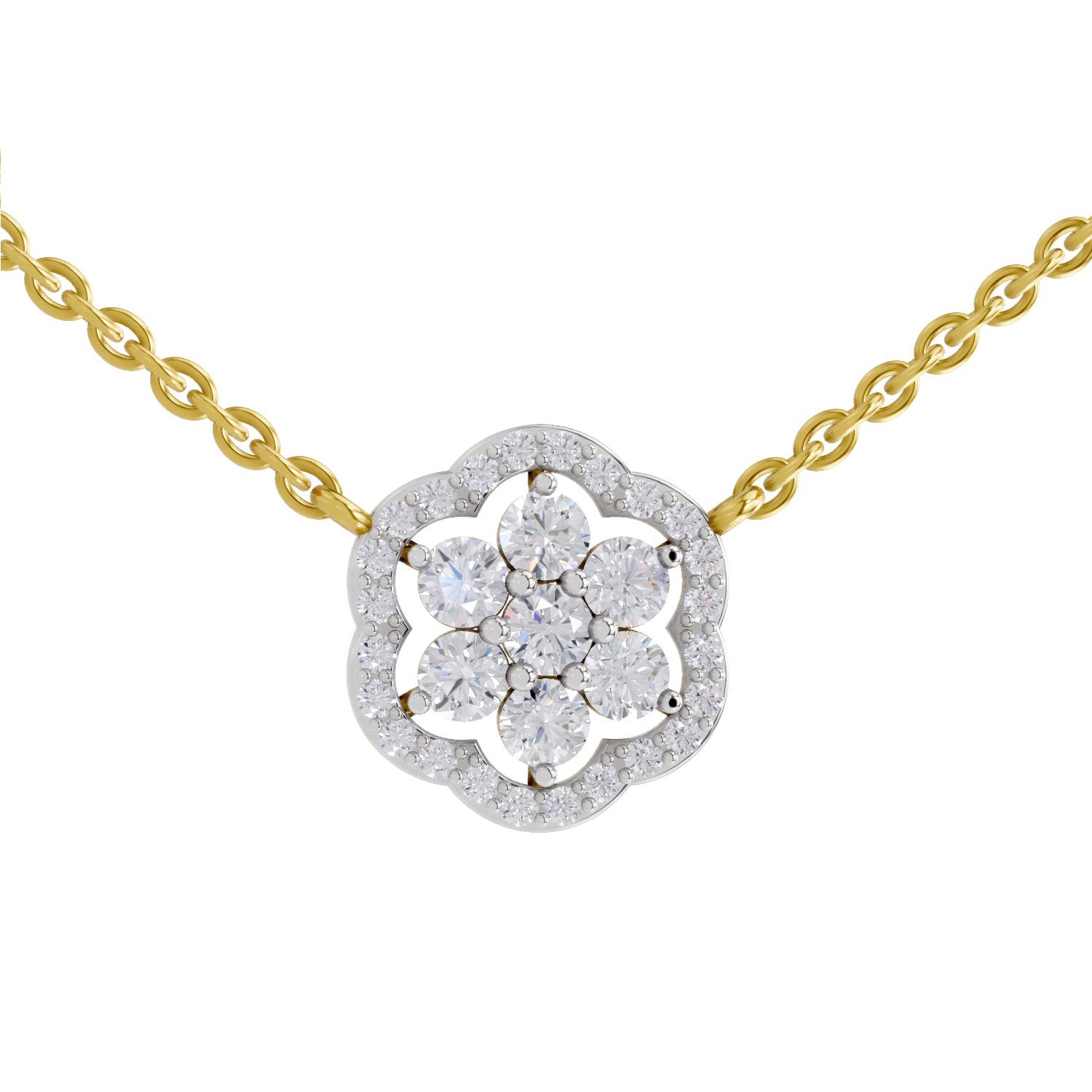 0.98 Carat Floral Necklace in 14K