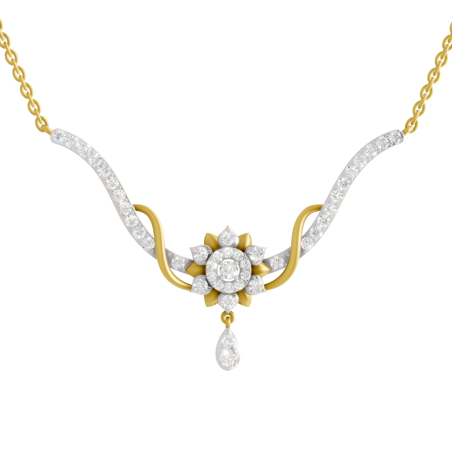 1.06 Carat | 925 Sterling Silver Yellow Gold Plated Lotus Necklace