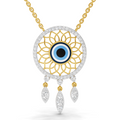 0.93 Carat | 925 Sterling Silver Yellow Gold Plated Evil Eye Necklace
