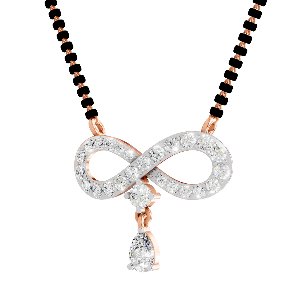 1.35 Carat Pear & Round Shape Diamond Infinity Mangalsutra| 14K Yellow Gold