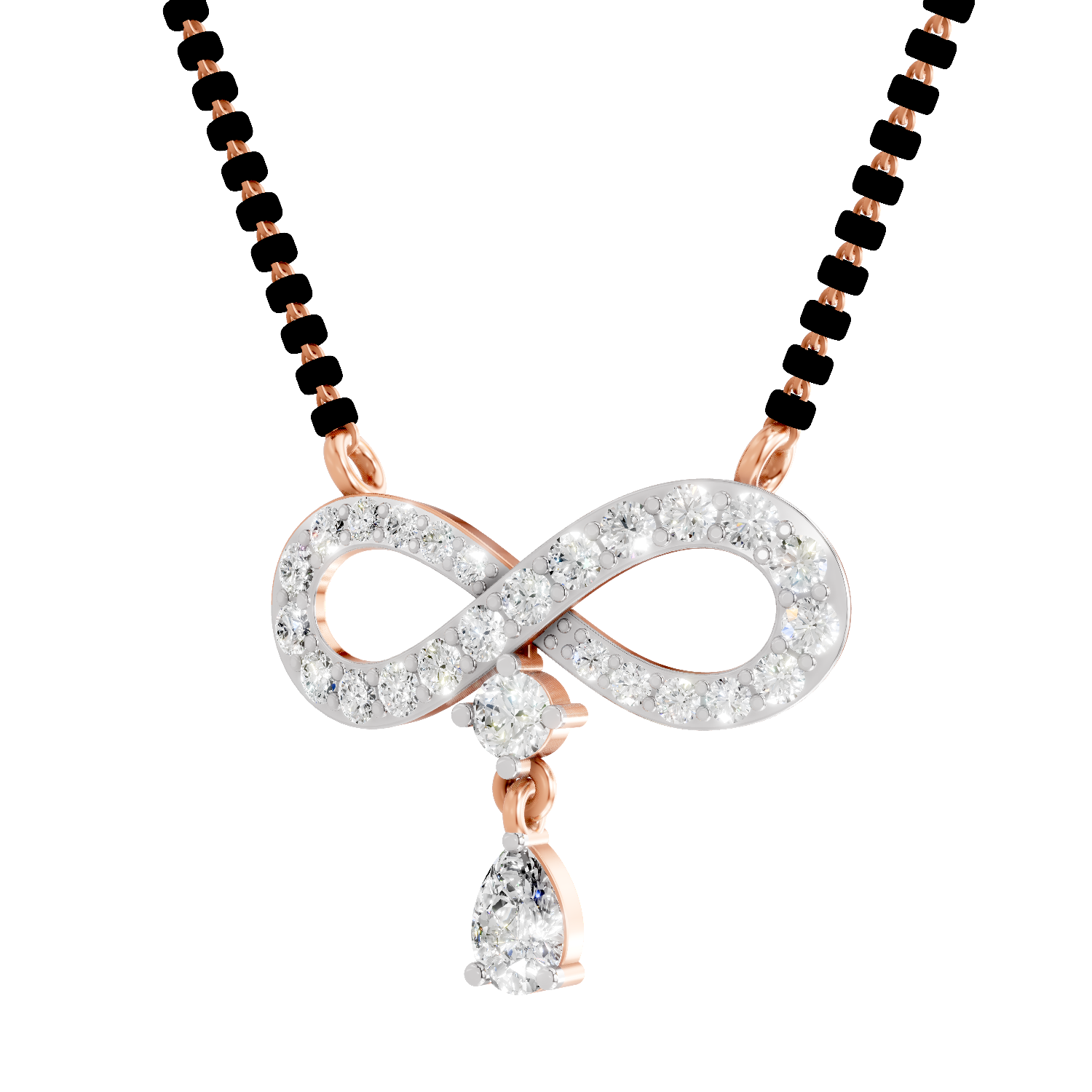 1.35 Carat Pear & Round Shape Diamond Infinity Mangalsutra| 14K Yellow Gold