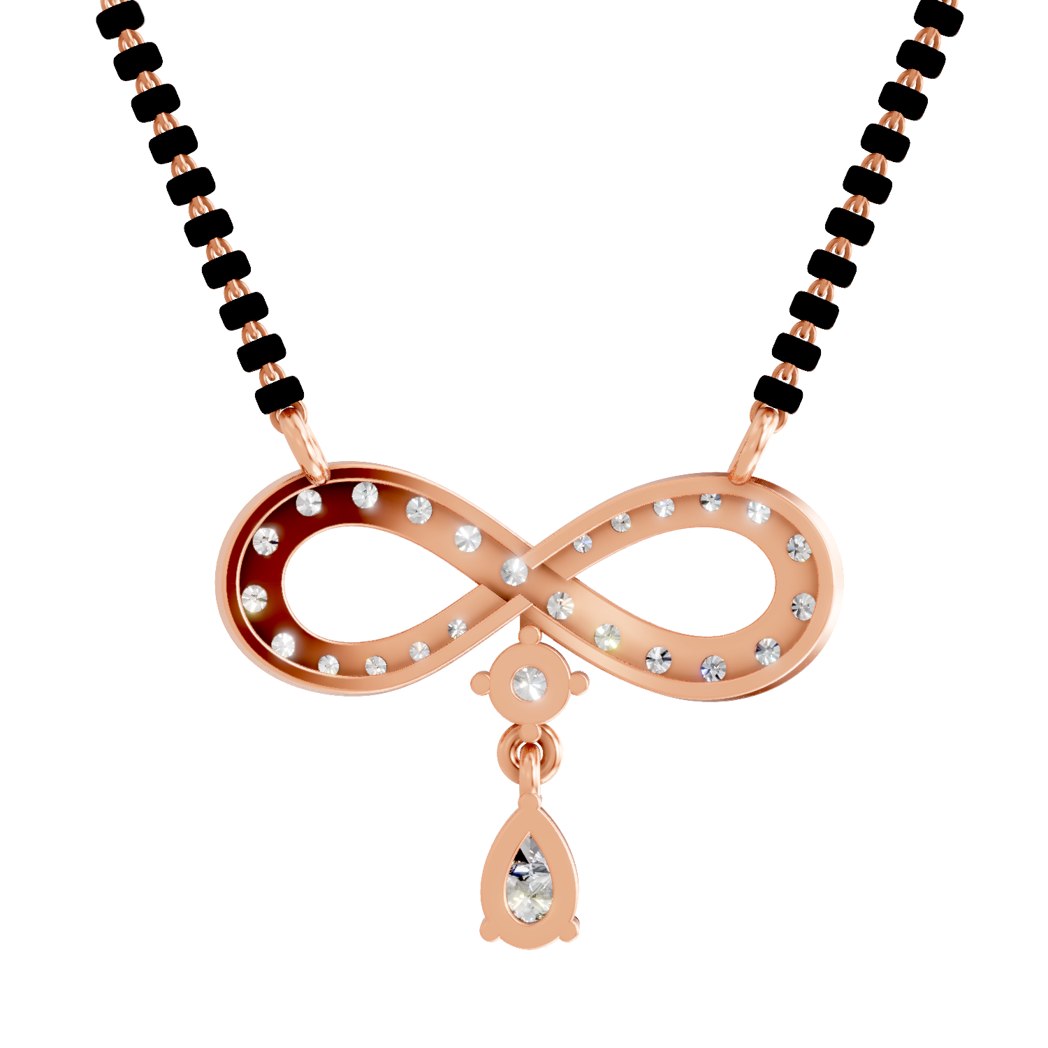 1.35 Carat Pear & Round Shape Diamond Infinity Mangalsutra| 14K Yellow Gold