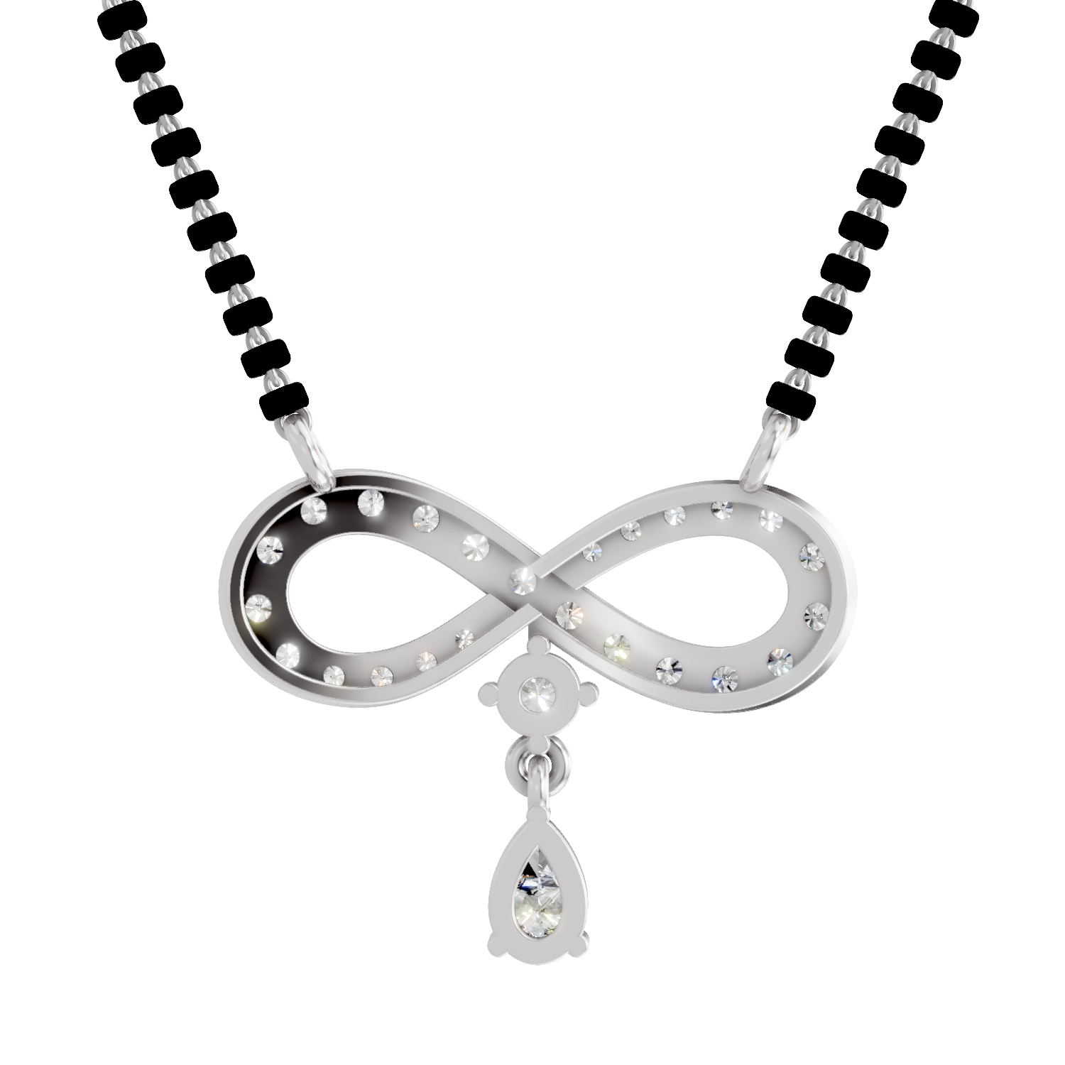 1.35 Carat Pear & Round Shape Diamond Infinity Mangalsutra| 14K Yellow Gold