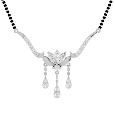 1.34 Carat Marquise & Round Shape Diamond Mangalsutra| 14K White Gold