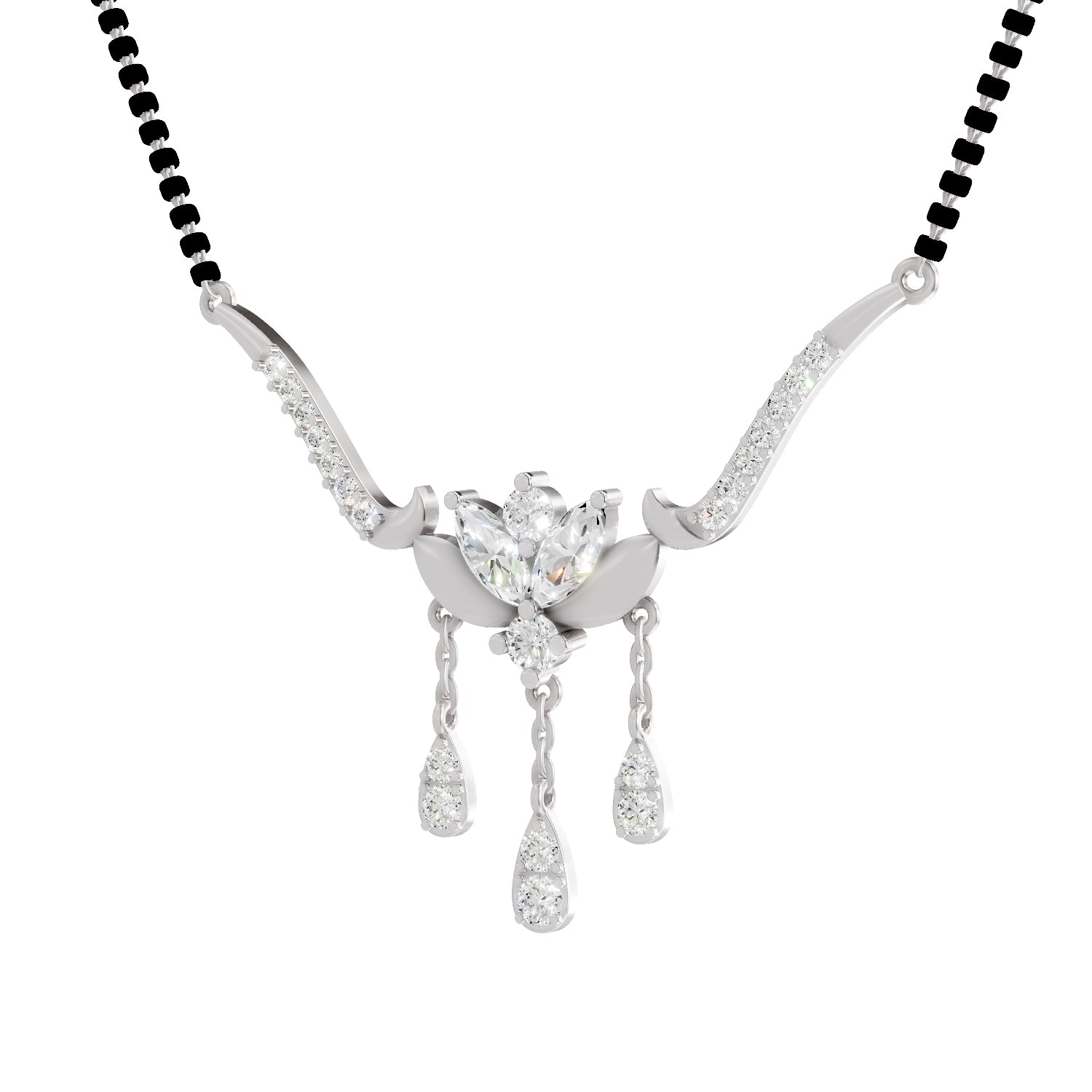 1.34 Carat Marquise & Round Shape Diamond Mangalsutra| 14K Yellow Gold