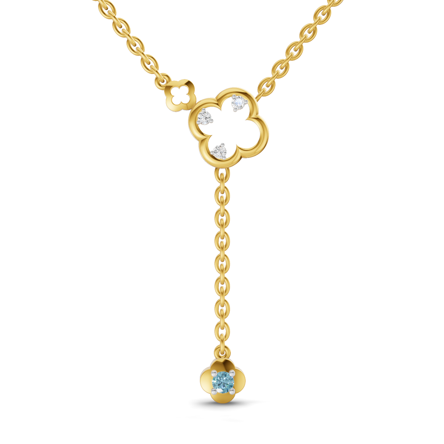 0.11 Carat | 925 Sterling Silver Yellow Gold Plated Floral Necklace