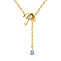 0.07 Carat | 925 Sterling Silver Yellow Gold Plated Raindrop Umbrella Necklace Necklace