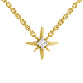 0.07 Ct  | 925 Sterling Silver Yellow Gold Plated Star Necklace
