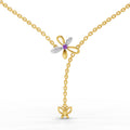 0.08 Carat | 925 Sterling Silver Yellow Gold Plated Butterfly Necklace
