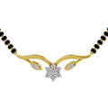 0.21 Carat | 925 Sterling Silver Yellow Gold Plated Floral Diamond Mangalsutra Pendant