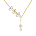 1.22 Carat Pear & Round Shape Diamond Floral Necklace| 14K Yellow Gold