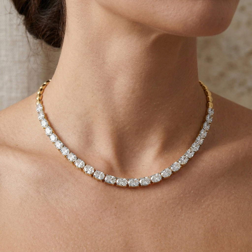 28.83 Carat Solitaire Lab Grown Diamond Necklace In 14K Gold
