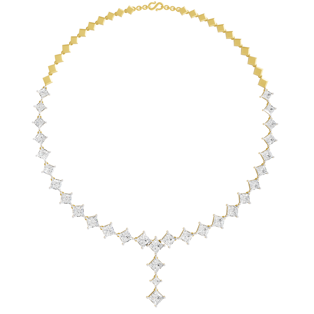 Sparkles Princess-Cut Diamond Linear Necklace