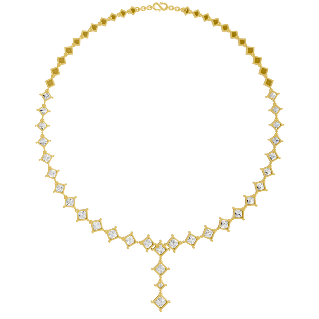 Sparkles Princess-Cut Diamond Linear Necklace