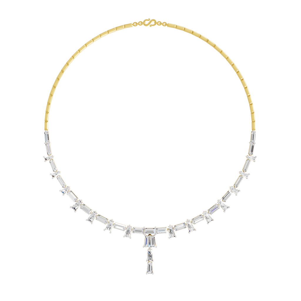 Sparkles Emerald Rhythm Line Drop Diamond Necklace
