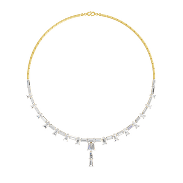 Sparkles Emerald Rhythm Line Drop Diamond Necklace