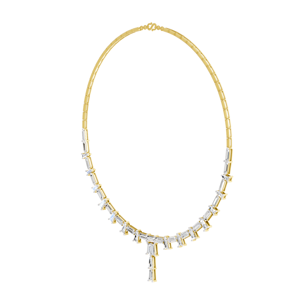Sparkles Emerald Rhythm Line Drop Diamond Necklace