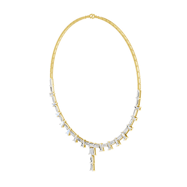 Sparkles Emerald Rhythm Line Drop Diamond Necklace