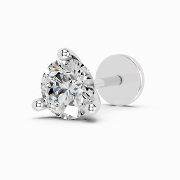 0.25 Carat Round Shape 3 Prong Solitaire Diamond Nose Pin | 14K White Gold-Screw