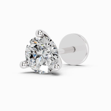 0.08 Carat Round Shape 3 Prong Solitaire Diamond Nose Pin | 14K White Gold-Screw