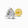 0.08 Carat Round Shape 3 Prong Solitaire Diamond Nose Pin | 14K Yellow Gold-Screw