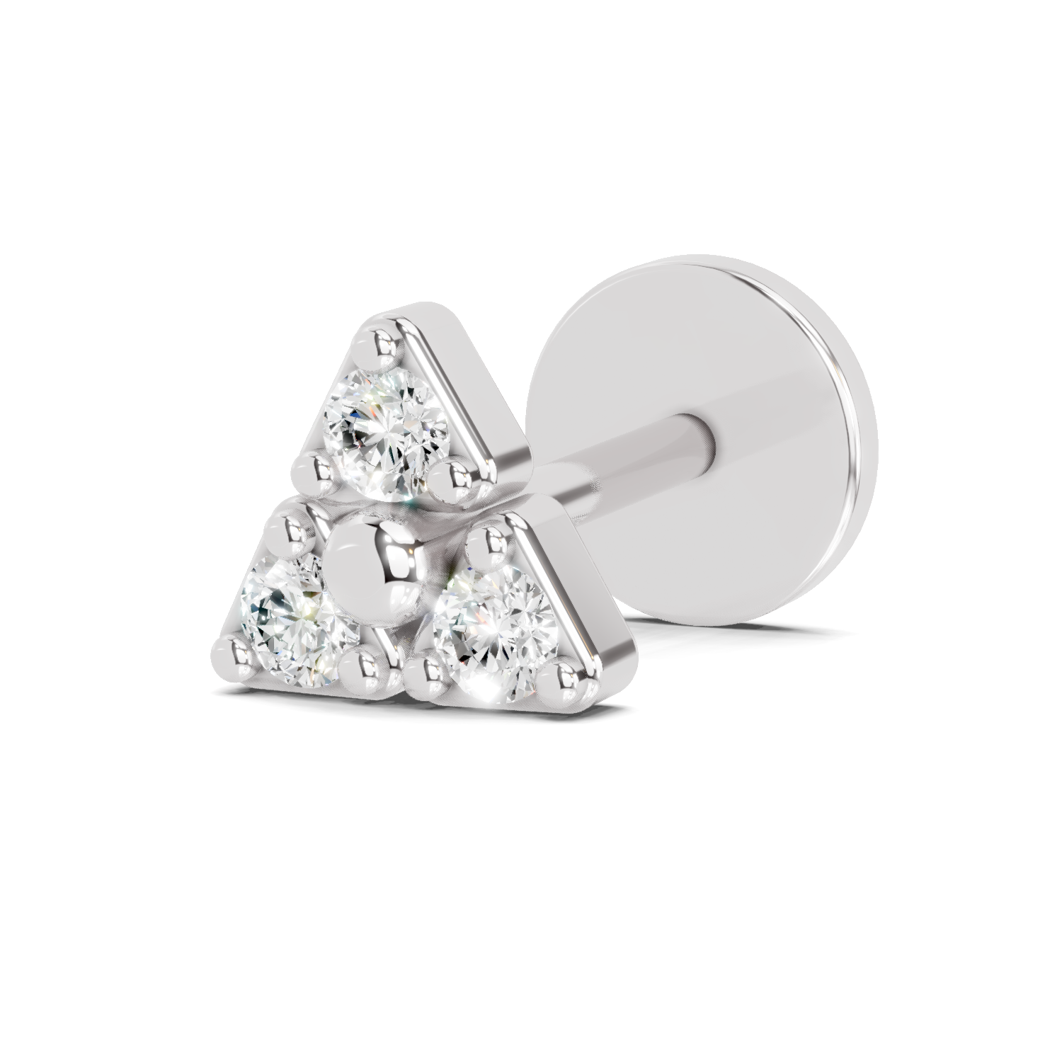 0.08 Carat Lab Grown Diamond The Trinity Stud Nosepin | 14K White Gold (Screw)