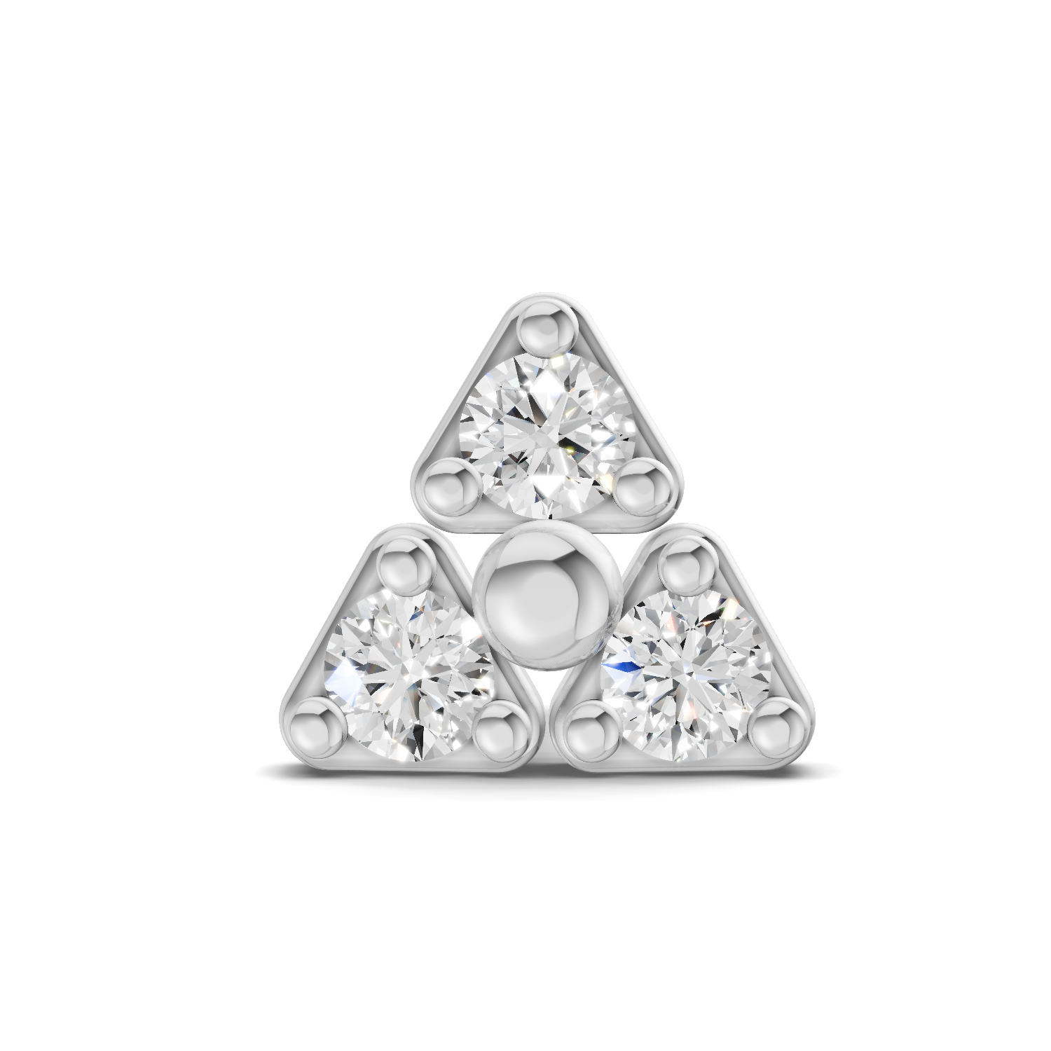 0.08 Carat Lab Grown Diamond The Trinity Stud Nosepin | 14K White Gold (Screw)