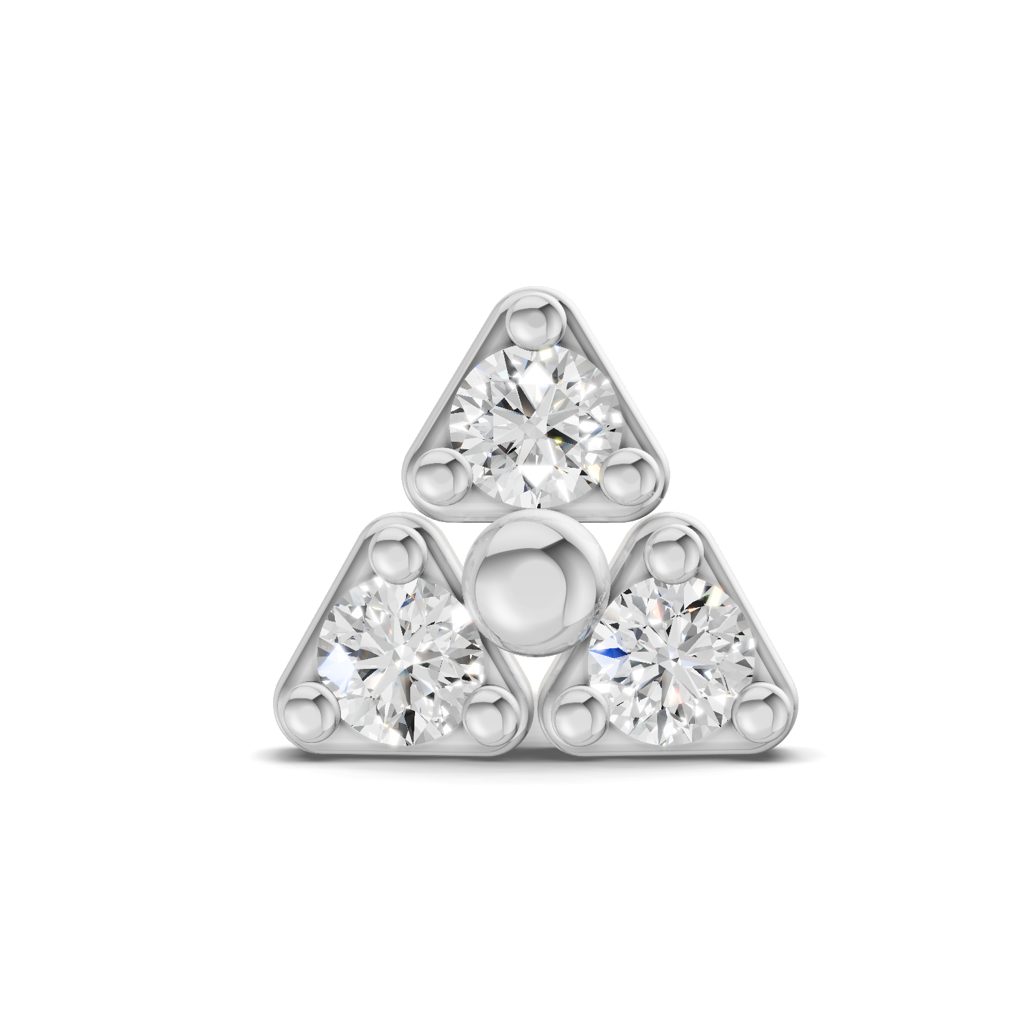 0.08 Carat Lab Grown Diamond The Trinity Stud Nosepin | 14K Yellow Gold (Screw)