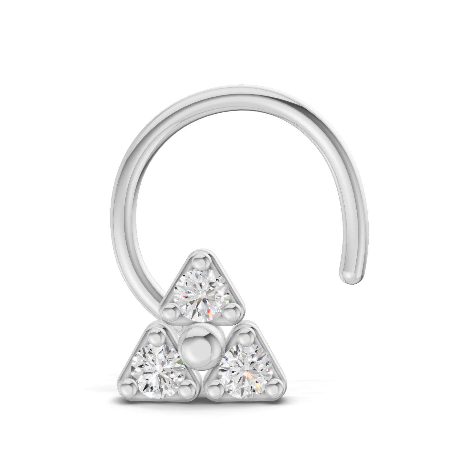 0.08 Carat Lab Grown Diamond The Trinity Stud Nosepin | 14K White Gold (Wire)