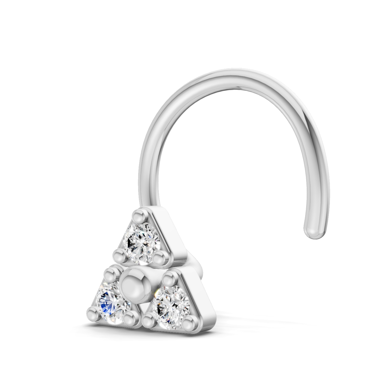 0.08 Carat Lab Grown Diamond The Trinity Stud Nosepin | 14K White Gold (Wire)