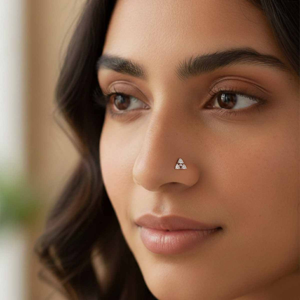0.08 Carat Lab Grown Diamond The Trinity Stud Nosepin | 14K White Gold (Wire)
