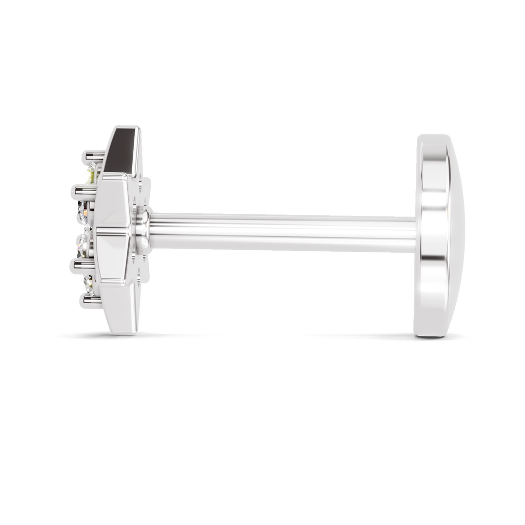 0.03 Carat Lab Grown Diamond Star Flatback Nosepin | 14K White Gold (Screw)