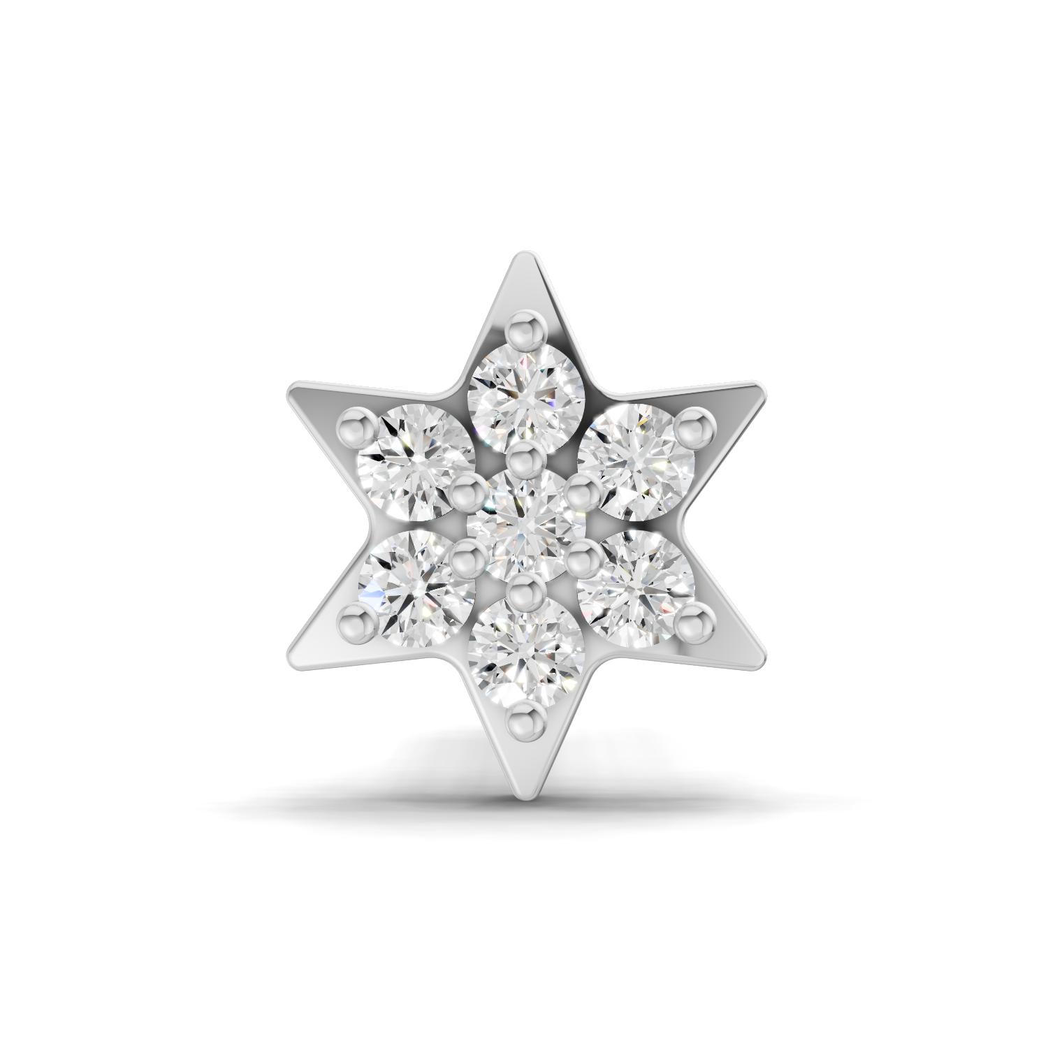 0.03 Carat Lab Grown Diamond Star Flatback Nosepin | 14K White Gold (Screw)