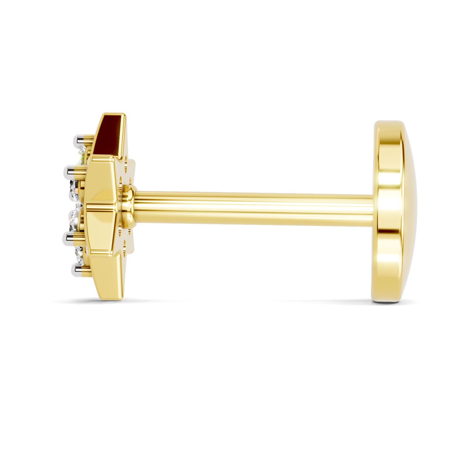 0.03 Carat Lab Grown Diamond Star Flatback Nosepin | 14K Yellow Gold (Screw)