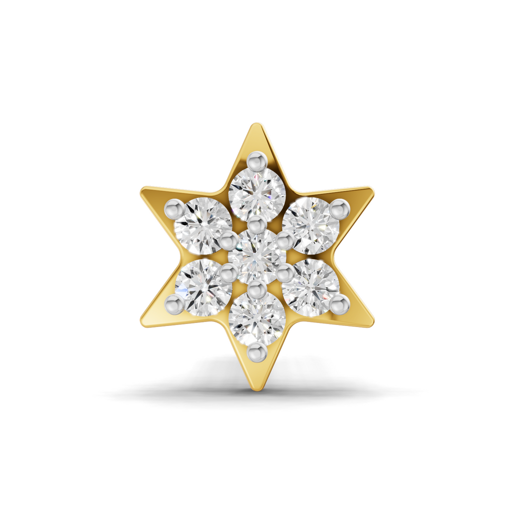 0.03 Carat Lab Grown Diamond Star Flatback Nosepin | 14K Yellow Gold (Screw)