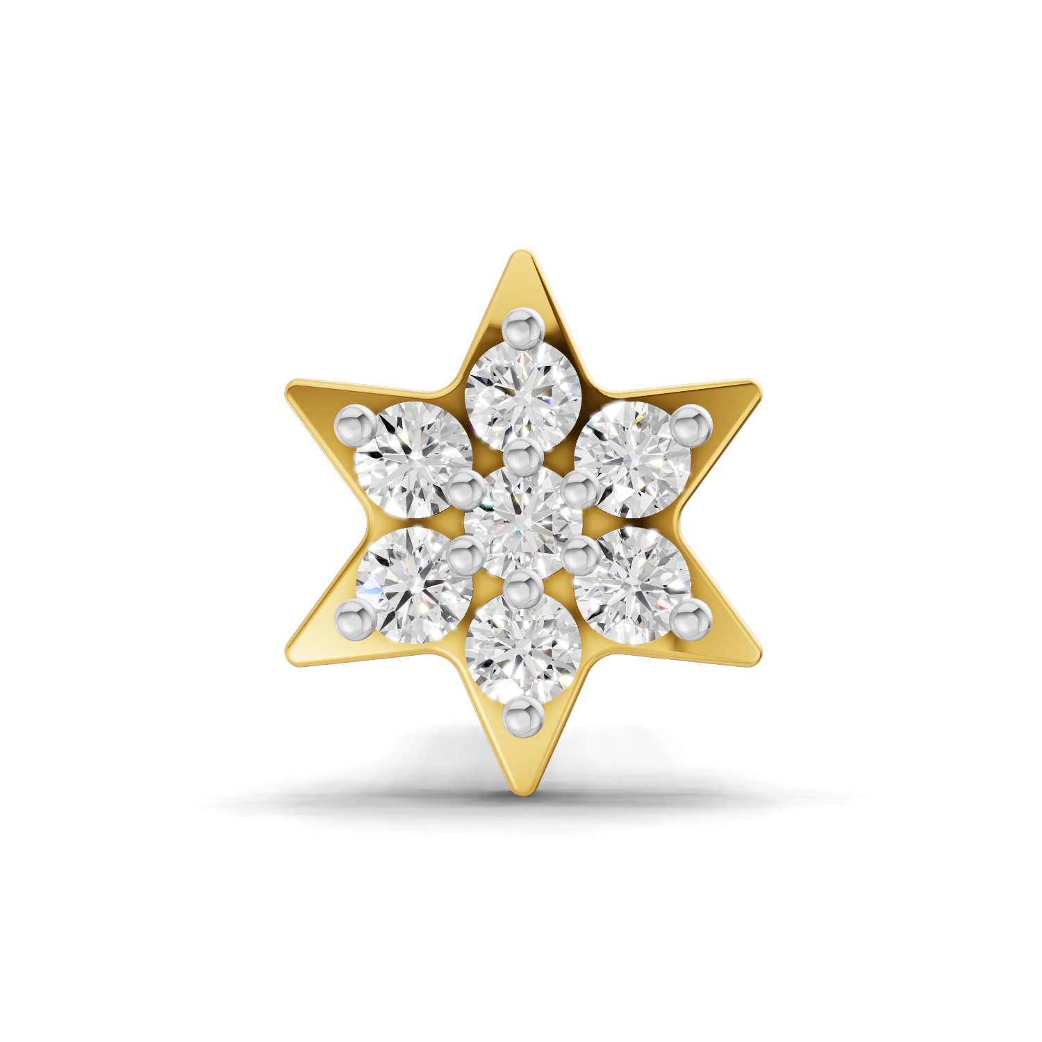0.03 Carat Lab Grown Diamond Star Flatback Nosepin | 14K Yellow Gold (Screw)