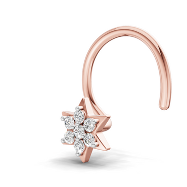 0.03 Carat Lab Grown Diamond Star Flatback Nosepin | 14K Rose Gold (Wire)
